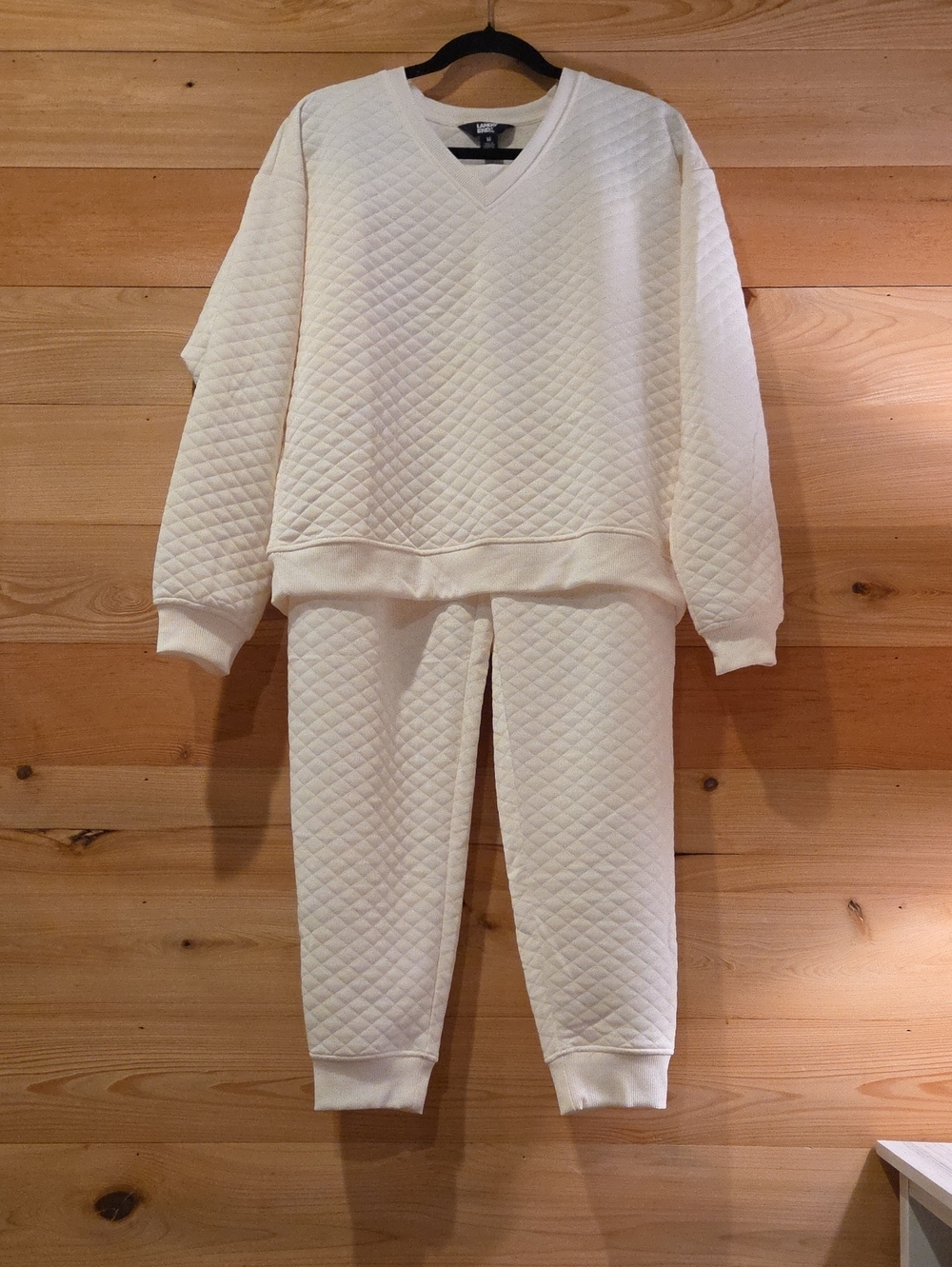 Lands' End Cream Quilted Kids Pajama Set
